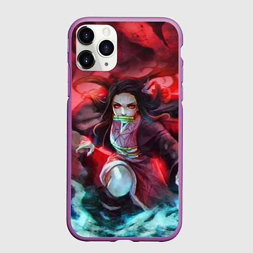 Чехол iPhone 11 Pro матовый KIMETSU NO YAIBA / 3D-Фиолетовый – фото 1