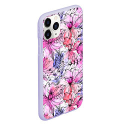 Чехол iPhone 11 Pro матовый Акварельные цветы, цвет: 3D-светло-сиреневый — фото 2