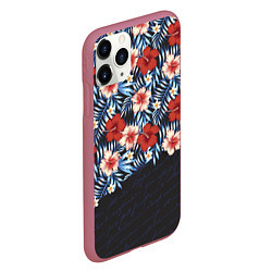 Чехол iPhone 11 Pro матовый Flowers with inscriptions, цвет: 3D-малиновый — фото 2