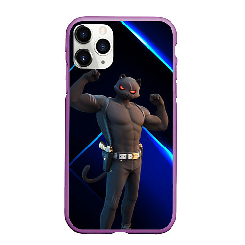 Чехол iPhone 11 Pro матовый Fortnite Meowscles Shadow / 3D-Фиолетовый – фото 1