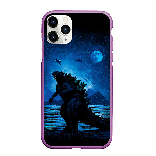 Чехол iPhone 11 Pro матовый GODZILLA / 3D-Фиолетовый – фото 1