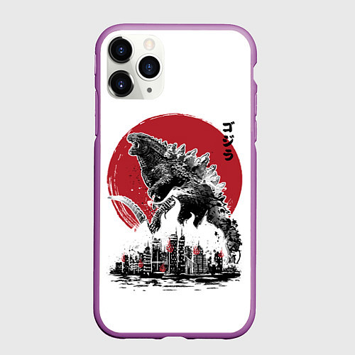 Чехол iPhone 11 Pro матовый GODZILLA / 3D-Фиолетовый – фото 1