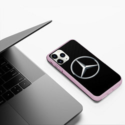 Чехол iPhone 11 Pro матовый MERCEDES-BENZ CARBON, цвет: 3D-розовый — фото 2