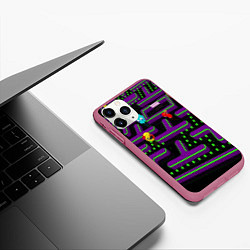 Чехол iPhone 11 Pro матовый PAC-MAN 3D, цвет: 3D-малиновый — фото 2