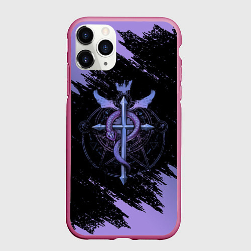 Чехол iPhone 11 Pro матовый Стальной алхимик / 3D-Малиновый – фото 1