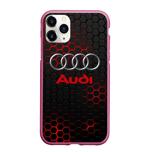 Чехол iPhone 11 Pro матовый AUDI / 3D-Малиновый – фото 1