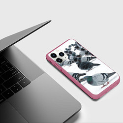 Чехол iPhone 11 Pro матовый Голуби, цвет: 3D-малиновый — фото 2
