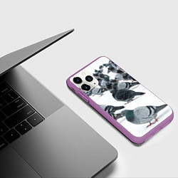 Чехол iPhone 11 Pro матовый Голуби, цвет: 3D-фиолетовый — фото 2