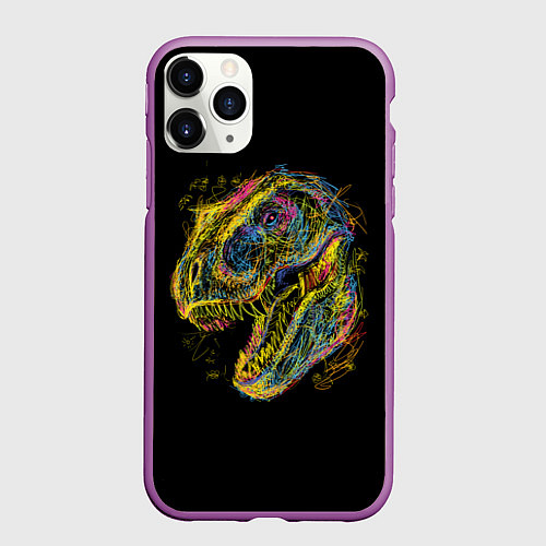 Чехол iPhone 11 Pro матовый Тираннозавр Рекс / 3D-Фиолетовый – фото 1