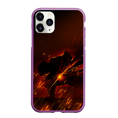 Чехол iPhone 11 Pro матовый KIMETSU NO YAIBA / 3D-Фиолетовый – фото 1