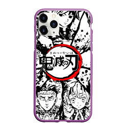 Чехол iPhone 11 Pro матовый Kimetsu no yaiba чернобелый аниме коллаж
