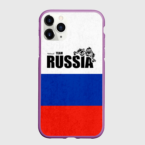 Чехол iPhone 11 Pro матовый Russia / 3D-Фиолетовый – фото 1