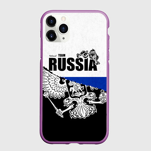 Чехол iPhone 11 Pro матовый Russia / 3D-Фиолетовый – фото 1