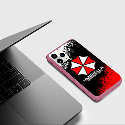 Чехол iPhone 11 Pro матовый RESIDENT EVIL UMBRELLA, цвет: 3D-малиновый — фото 2