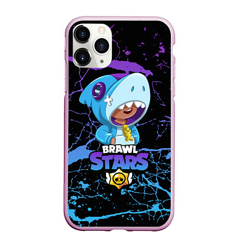 Чехол iPhone 11 Pro матовый Brawl Stars Leon Shark / 3D-Розовый – фото 1