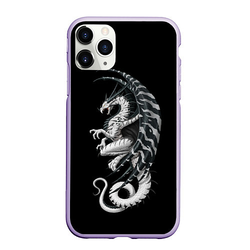 Чехол iPhone 11 Pro матовый White Dragon / 3D-Светло-сиреневый – фото 1