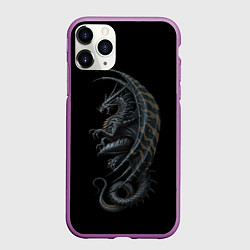 Чехол iPhone 11 Pro матовый Black Dragon, цвет: 3D-фиолетовый