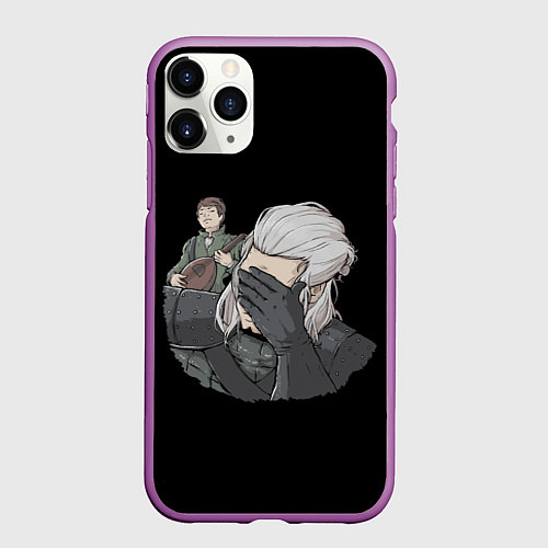 Чехол iPhone 11 Pro матовый The Witcher Facepalm / 3D-Фиолетовый – фото 1