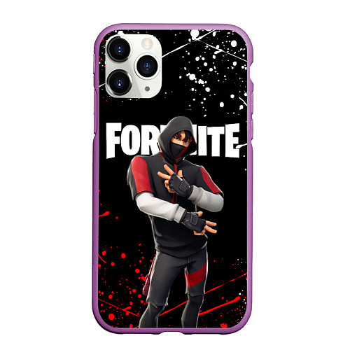 Чехол iPhone 11 Pro матовый FORTNITE IKONIK / 3D-Фиолетовый – фото 1