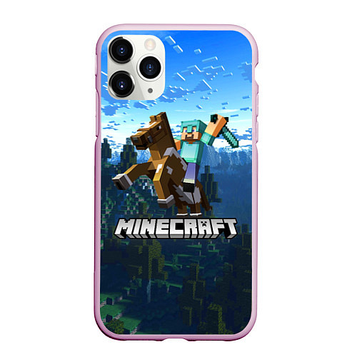 Чехол iPhone 11 Pro матовый Minecraft Майнкрафт / 3D-Розовый – фото 1