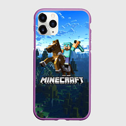 Чехол iPhone 11 Pro матовый Minecraft Майнкрафт, цвет: 3D-фиолетовый