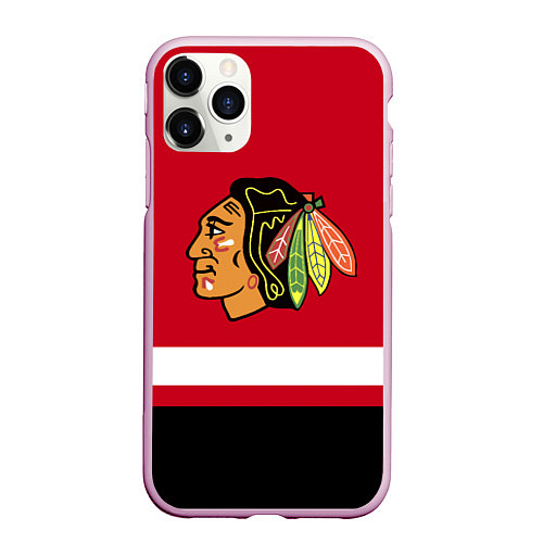 Чехол iPhone 11 Pro матовый Chicago Blackhawks / 3D-Розовый – фото 1