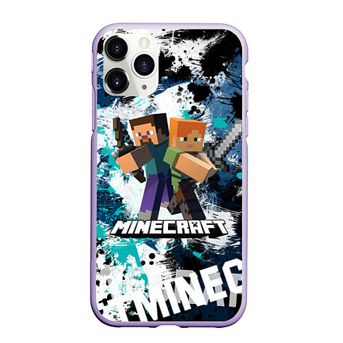 Чехол iPhone 11 Pro матовый Minecraft Майнкрафт / 3D-Светло-сиреневый – фото 1