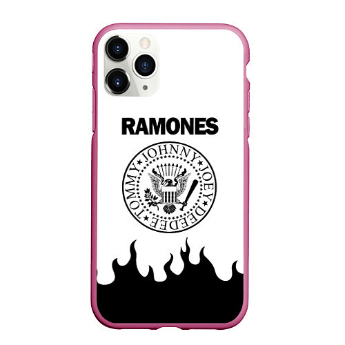 Чехол iPhone 11 Pro матовый RAMONES / 3D-Малиновый – фото 1