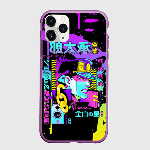 Чехол iPhone 11 Pro матовый JoJo Bizarre Adventure / 3D-Фиолетовый – фото 1