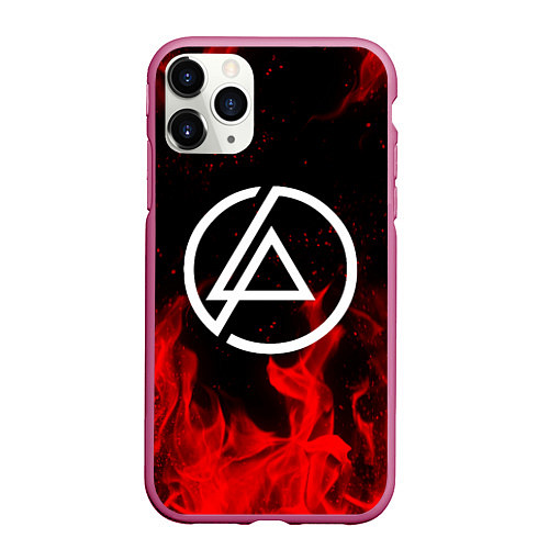 Чехол iPhone 11 Pro матовый LINKIN PARK / 3D-Малиновый – фото 1