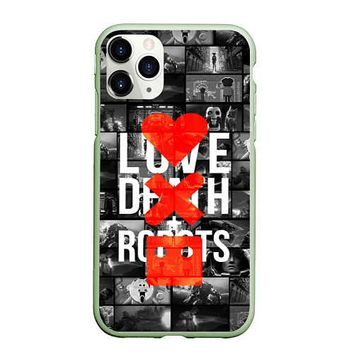 Чехол iPhone 11 Pro матовый LOVE DEATH ROBOTS LDR / 3D-Салатовый – фото 1