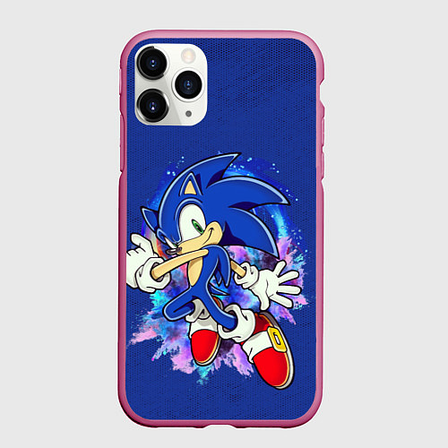 Чехол iPhone 11 Pro матовый Sonic / 3D-Малиновый – фото 1
