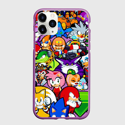 Чехол iPhone 11 Pro матовый Sonic Pixel Friends / 3D-Фиолетовый – фото 1