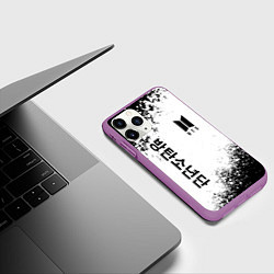 Чехол iPhone 11 Pro матовый BTS, цвет: 3D-фиолетовый — фото 2