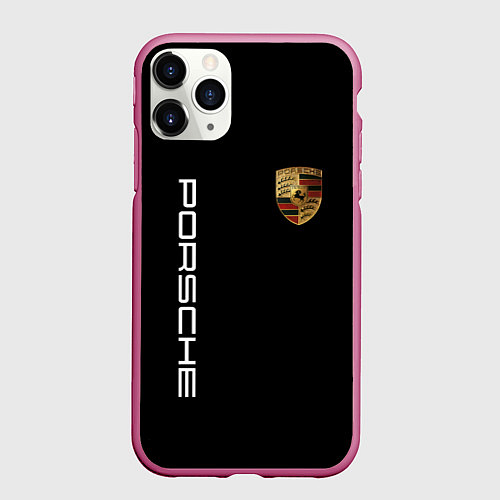 Чехол iPhone 11 Pro матовый PORSCHE / 3D-Малиновый – фото 1