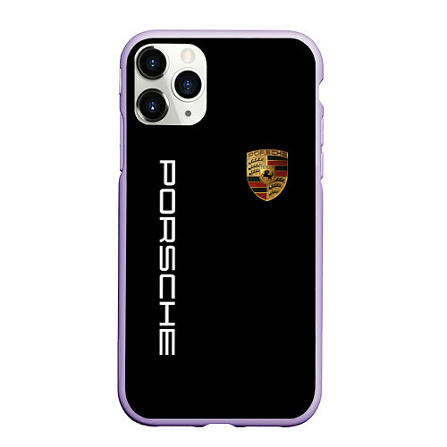 Чехол iPhone 11 Pro матовый PORSCHE / 3D-Светло-сиреневый – фото 1