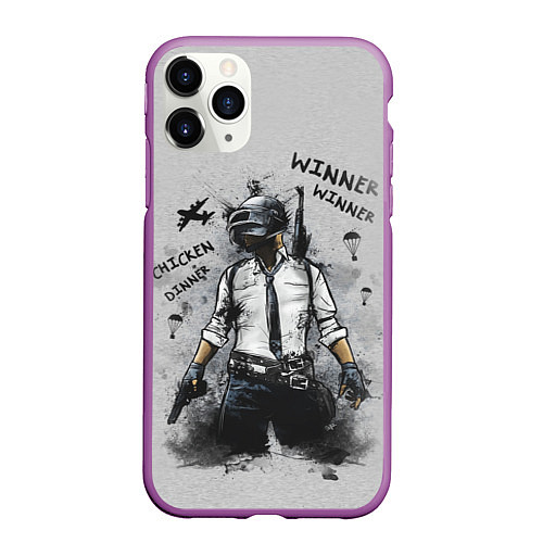 Чехол iPhone 11 Pro матовый PUBG / 3D-Фиолетовый – фото 1