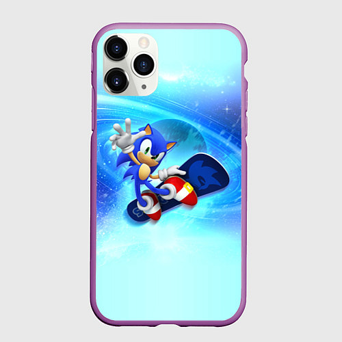 Чехол iPhone 11 Pro матовый Соник / 3D-Фиолетовый – фото 1