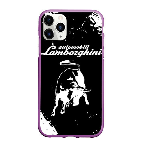 Чехол iPhone 11 Pro матовый Lamborghini / 3D-Фиолетовый – фото 1