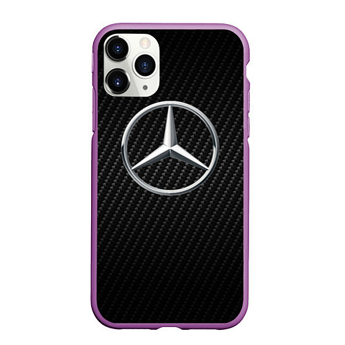 Чехол iPhone 11 Pro матовый MERCEDES / 3D-Фиолетовый – фото 1