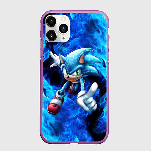 Чехол iPhone 11 Pro матовый Blue Sonic / 3D-Фиолетовый – фото 1