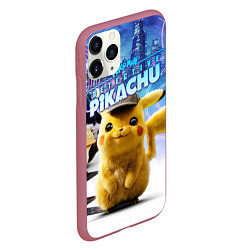 Чехол iPhone 11 Pro матовый Детектив Пикачу, цвет: 3D-малиновый — фото 2