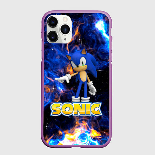 Чехол iPhone 11 Pro матовый СОНИК / 3D-Фиолетовый – фото 1
