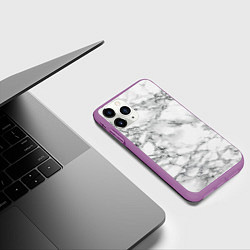 Чехол iPhone 11 Pro матовый Мрамор, цвет: 3D-фиолетовый — фото 2
