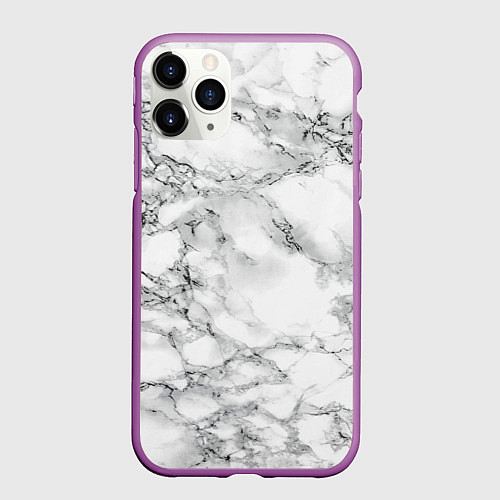 Чехол iPhone 11 Pro матовый Мрамор / 3D-Фиолетовый – фото 1