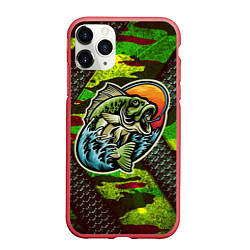 Чехол iPhone 11 Pro матовый Fishing, цвет: 3D-красный