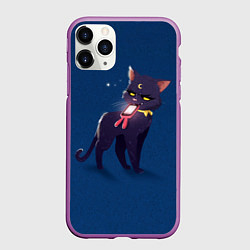 Чехол iPhone 11 Pro матовый КИСА С ТЕЛЕФОНОМ, цвет: 3D-фиолетовый
