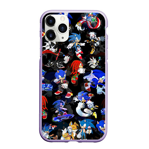 Чехол iPhone 11 Pro матовый Sonic паттерн / 3D-Светло-сиреневый – фото 1
