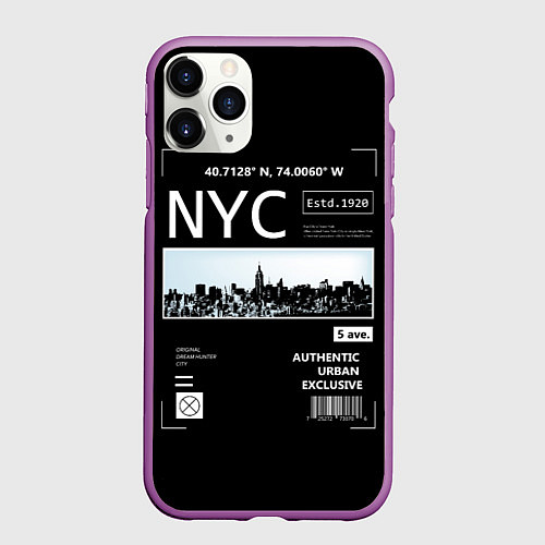 Чехол iPhone 11 Pro матовый Off-White: NYC / 3D-Фиолетовый – фото 1