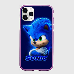 Чехол iPhone 11 Pro матовый SONIC, цвет: 3D-фиолетовый